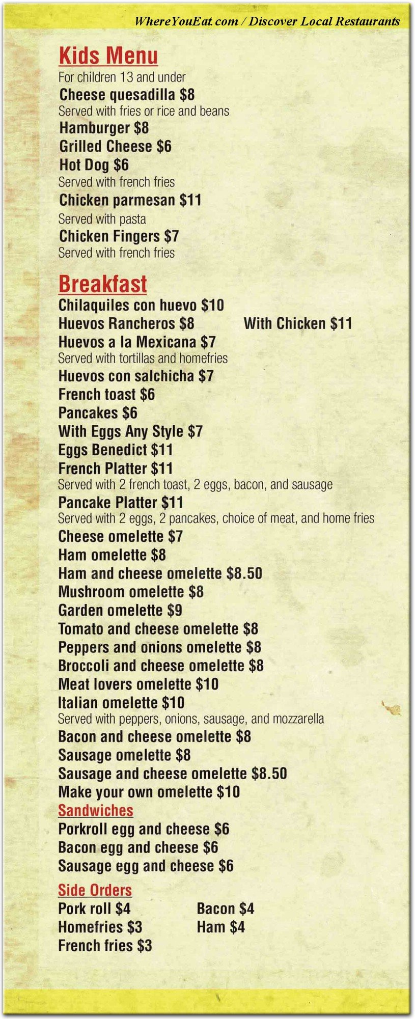 menu